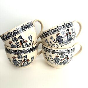 JOHNSON BROTHERS Vintage Cups Lot 4 Staffordshire Old Granite Hearts & Flowers